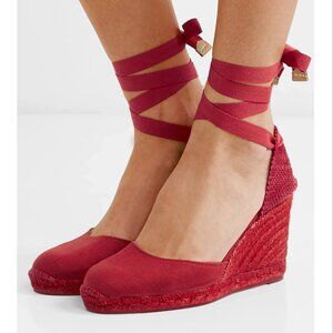 Castañer Women's Carina 80 Wedge Espadrille Sandal- Ruby Red EU 36